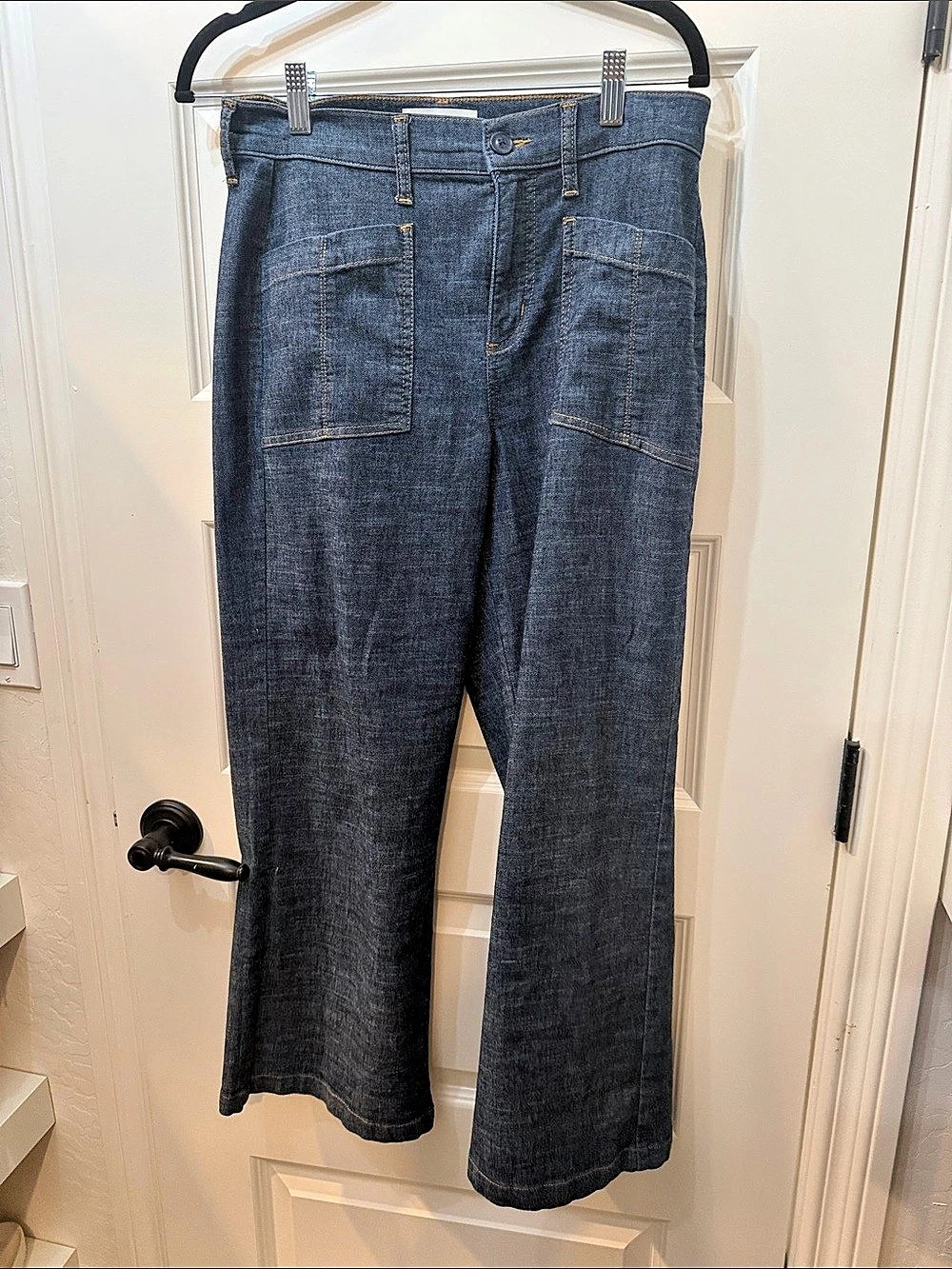 Level 99 Wide Leg Cropped Pants Blue Waist 28